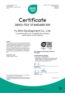 Oeko Tex 100 - Yu shin - 2024.02